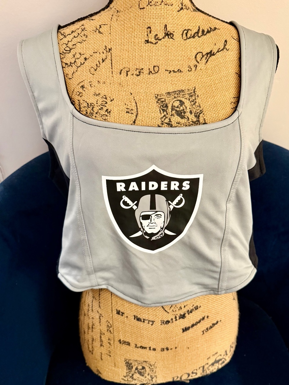 NFL Raiders Black and Gray Lace-Up Team Jersey Crop Top